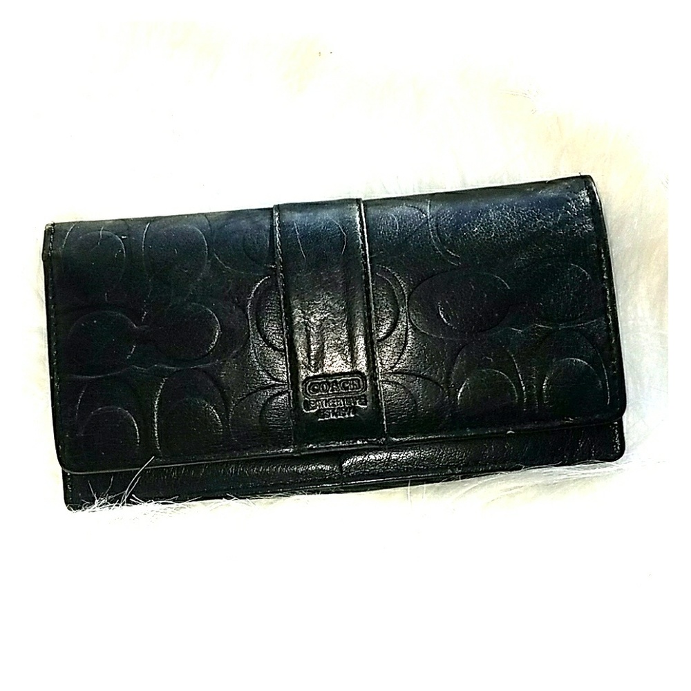 Coach embossed logo monogram leather wallet